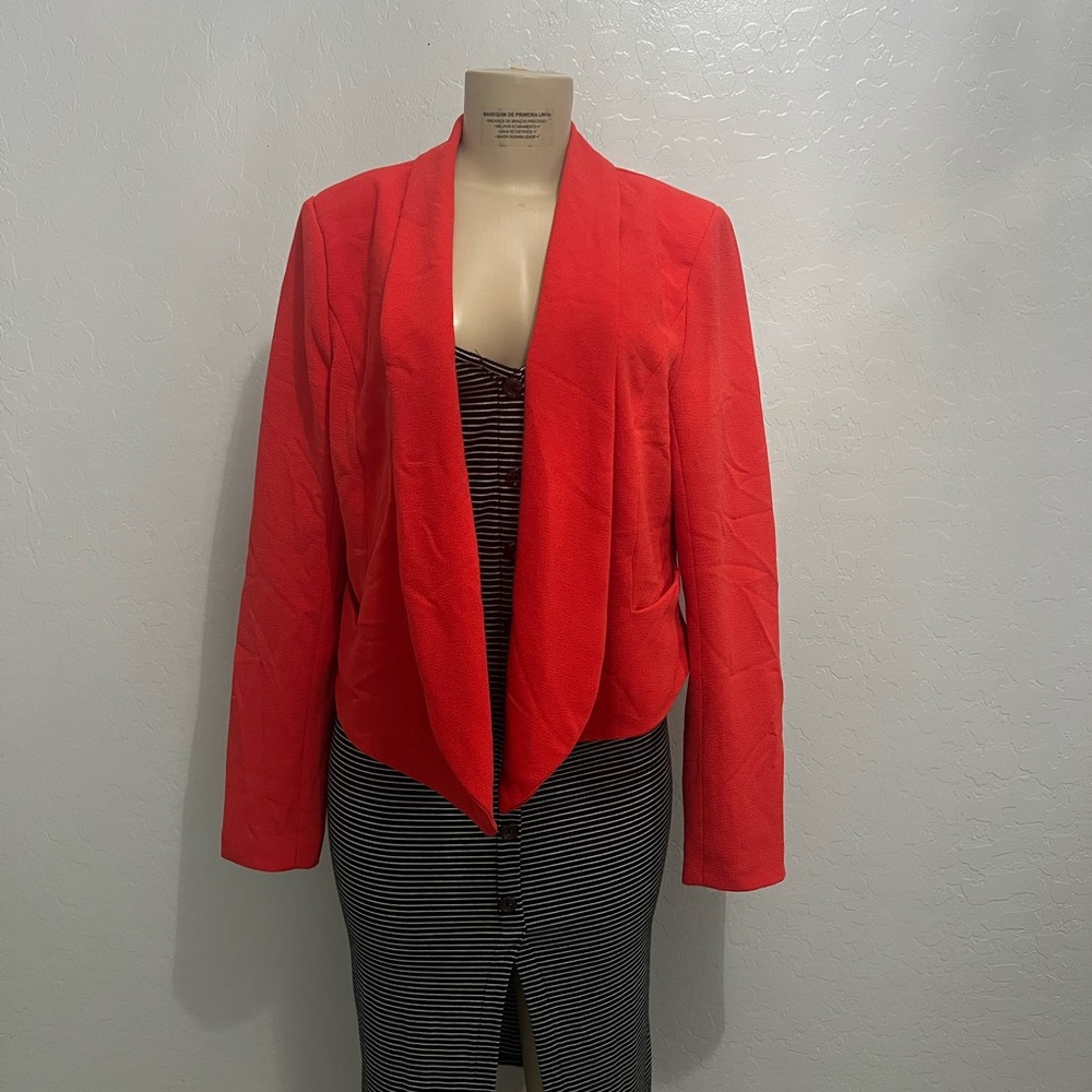 Forever 21 Orange Blazer with Draped Lapel and Relaxed Fit